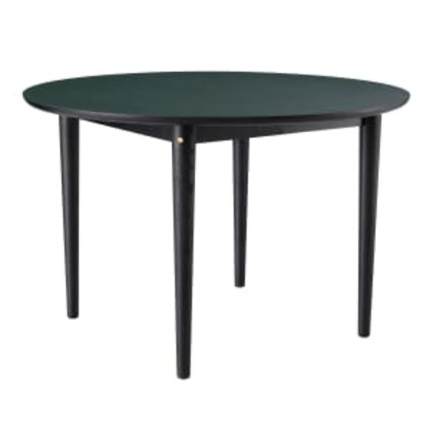 Unit10 spisebord med udtræk - C62E Bjørk - Sort eg/mørkegrøn linoleum på tilbud til 8399 kr.