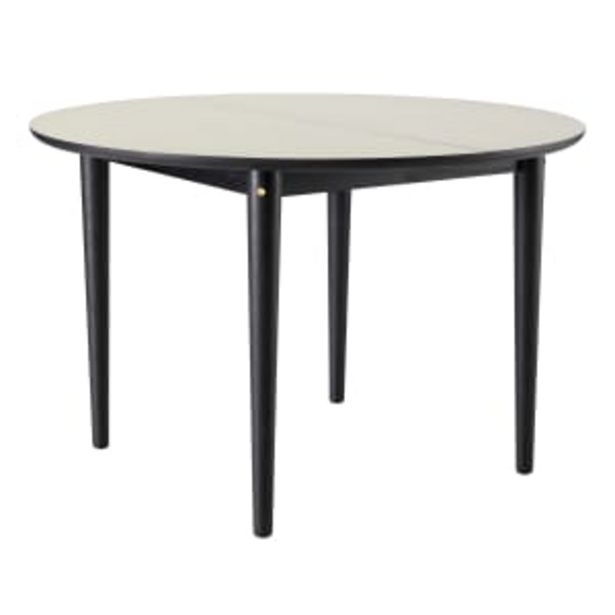 Unit10 spisebord med udtræk - C62E Bjørk - Sort eg/grå linoleum på tilbud til 8399 kr.