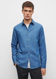 Cotton denim shirt på tilbud til 79 kr. hos Mango