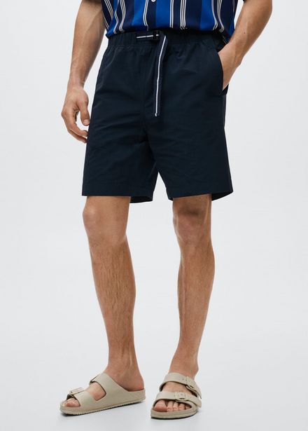Cotton shorts with elastic waist på tilbud til 199 kr. hos Mango