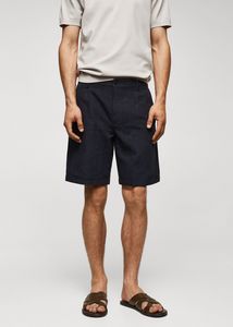 Welsh prince printed cotton-linen Bermuda shorts på tilbud til 299 kr. hos Mango