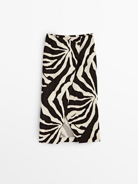 Zebra Print Linen Skirt på tilbud til 699 kr. hos Massimo Dutti
