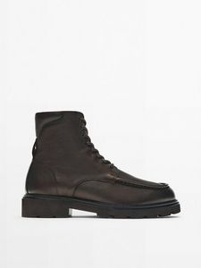 Leather Boots With Moc Toe på tilbud til 1799 kr. hos Massimo Dutti