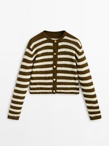 Striped Knit Cardigan With Buttons på tilbud til 949 kr. hos Massimo Dutti
