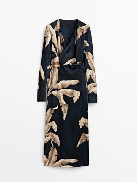 Long Palm Tree Print Dress på tilbud til 1399 kr. hos Massimo Dutti