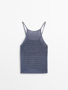 Strappy Textured Knit Top på tilbud til 499 kr. hos Massimo Dutti