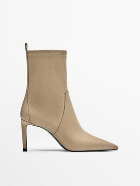 Camel Leather High-Heel Ankle Boots på tilbud til 1399 kr. hos Massimo Dutti