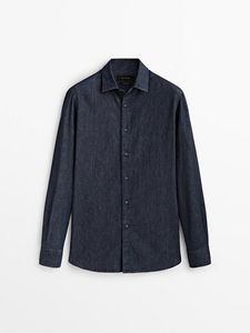 Regular Fit 100% Cotton Denim Shirt på tilbud til 299 kr. hos Massimo Dutti