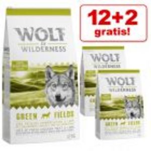 12 + 2 kg gratis! 14 kg Wolf of Wilderness tørfoder på tilbud til 529,9 kr. hos Zooplus DK
